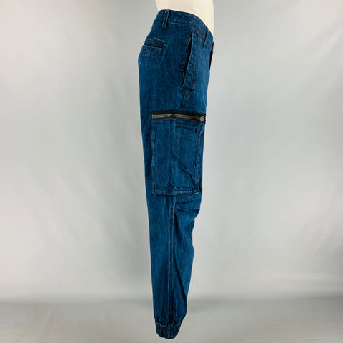 G-STAR Size 36 Indigo Solid Cotton Cargo Pockets Casual Pants