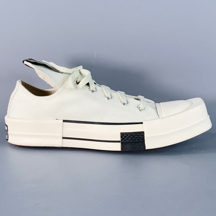 DRKSHDW Size 8 TURBODRK Ivory White Canvas Square Toe Lace-Up Sneakers