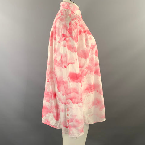 ROTATE Size M Pink White Cotton Print Button Up Shirt