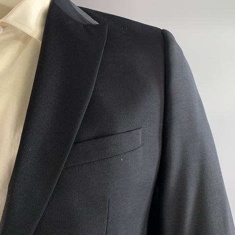 JIL SANDER FW2021 Chest Size 42 Black Wool Cashmere Notch Lapel 36 32 Suit