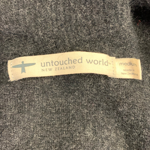 UNTOUCHED WORLD Size M Grey Charcoal Merino Wool Blend Knit Open Front Cardigan