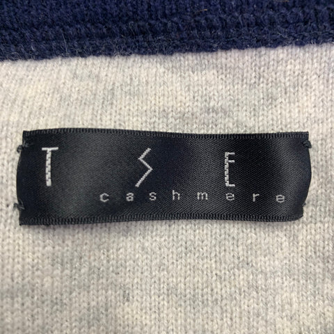 TSE Size M Navy Waffle Knit Cashmere Crew Neck Pullover