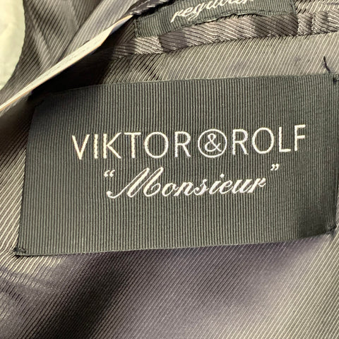 VIKTOR & ROLF Size 42 Regular Black Charcoal Wool Peak Lapel Sport Coat