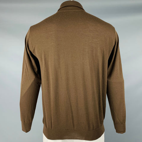 BRIONI Size XL Brown Knit Polo Pullover