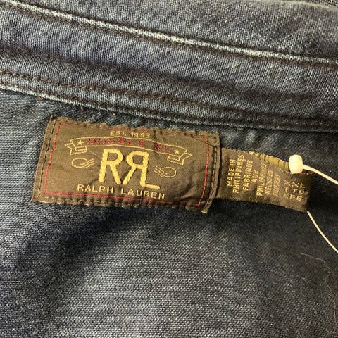 RRL by RALPH LAUREN Size XXL Navy Indigo Cotton Western Shirt Jacket