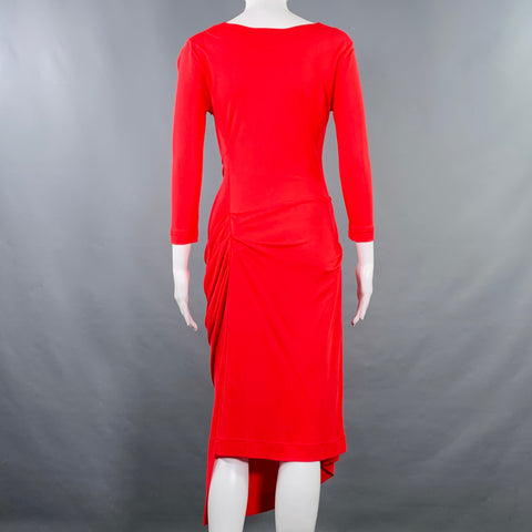 VIVIENNE WESTWOOD Robe longue froncée à manches longues en viscose rouge Taille XS