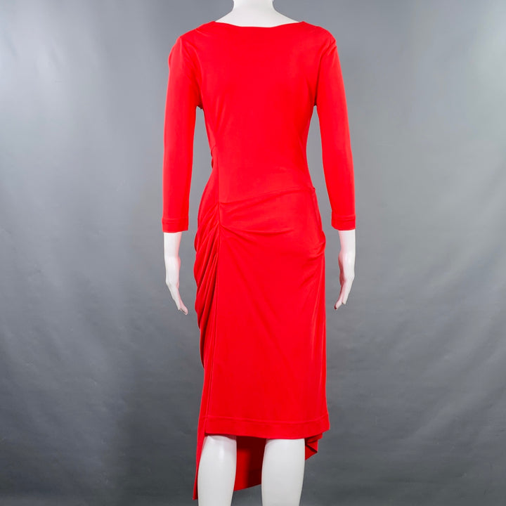 VIVIENNE WESTWOOD Size XS Red Viscose Ruched Long Sleeve Dress