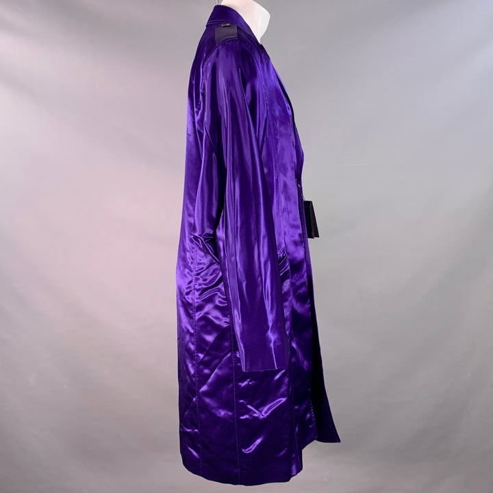 SAINT LAURENT FW22  Size 38 Purple Viscose Satin Peak Lapel Trench Coat