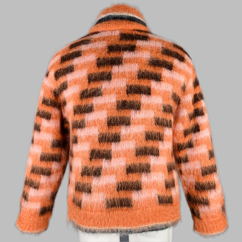 MARNI Size S/M Orange Black Fuzzy Wuzzy Mohair Cardigan Jacket