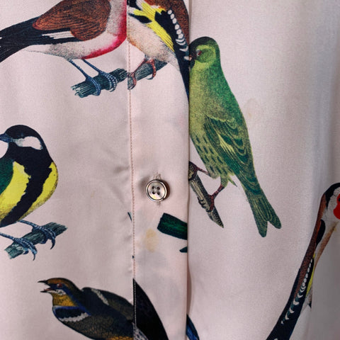 PAUL SMITH Size 4 Pink Multi Color Cupro Birds Spread Collar Shirt