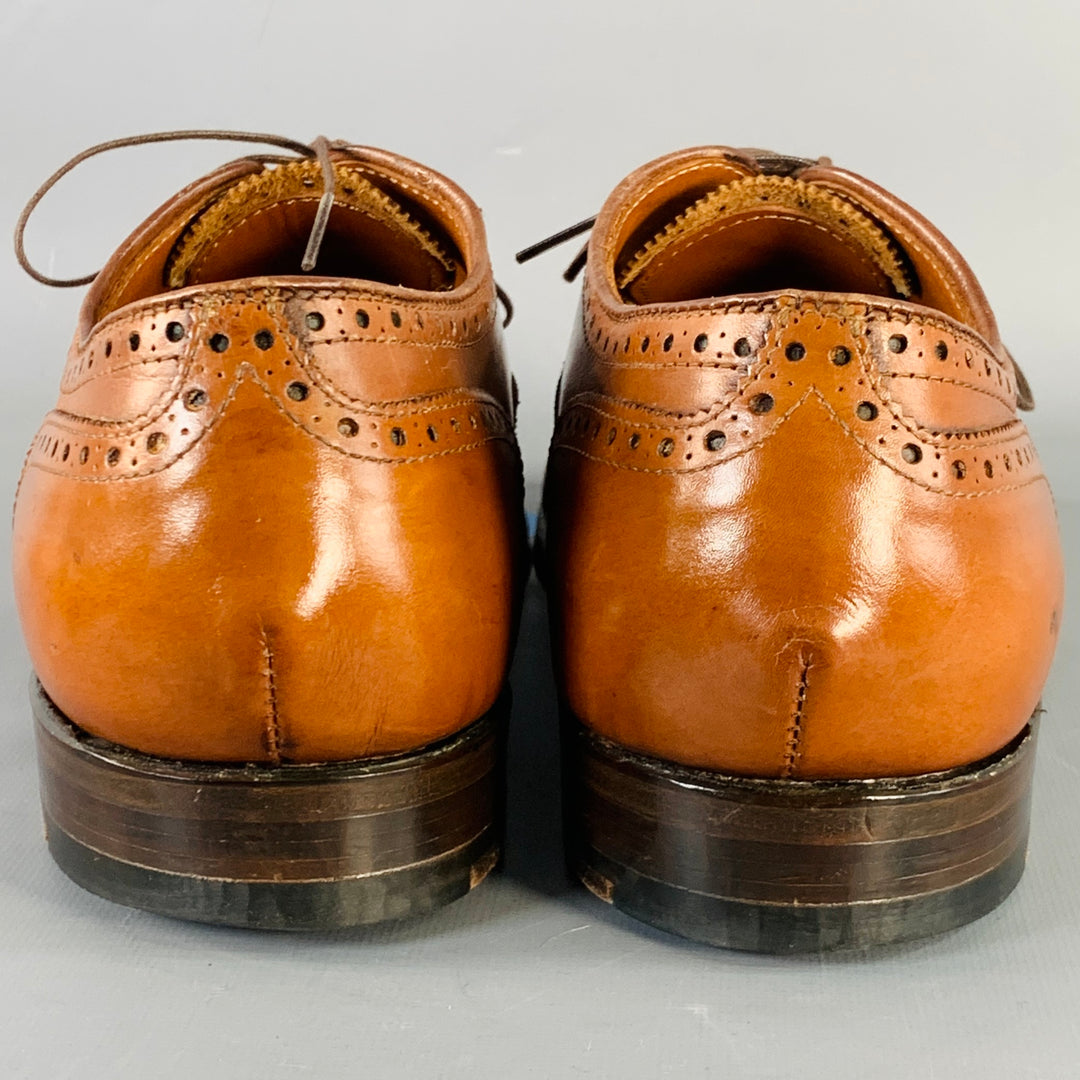 ALDEN Size 10 Tan Perforated Leather Cap Toe Lace-Up Shoes