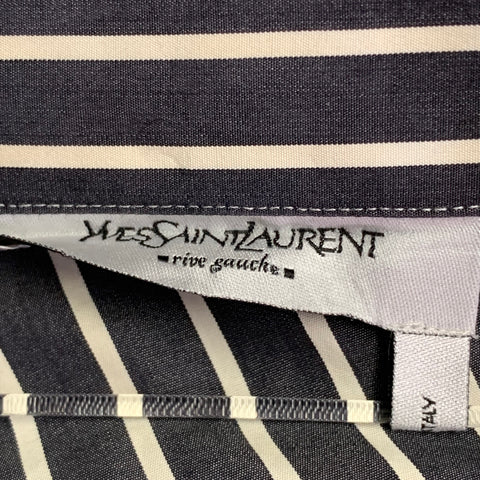 YVES SAINT LAURENT by TOM FORD Size M White Charcoal Grey Stripe Cotton Long Sleeve Shirt