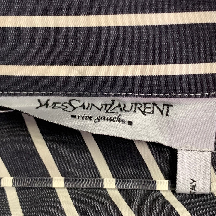 YVES SAINT LAURENT by TOM FORD Size M White Charcoal Grey Stripe Cotton Long Sleeve Shirt