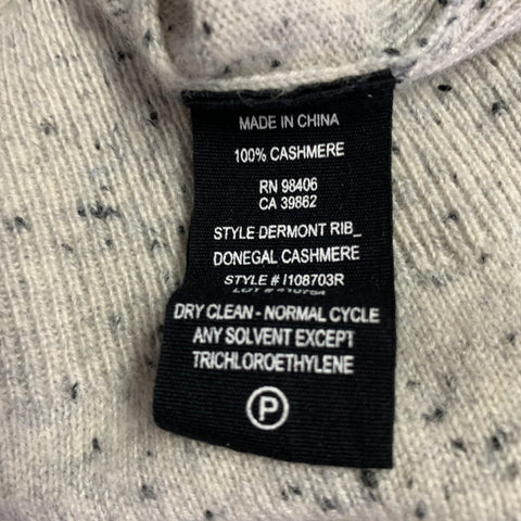 THEORY Size M Cream Black Speckled Cashmere Crew Neck Pullover