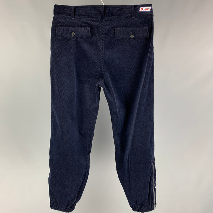 GIVENCHY Size 32 Navy Blue Relaxed Corduroy Combat Trousers