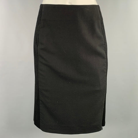 KENZO Size S Black Wool Blend Mixed Fabrics Pencil Skirt