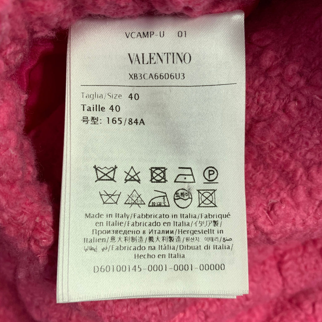 VALENTINO 2021 Size S Pink Wool Silk Tweed Oversized Jacket