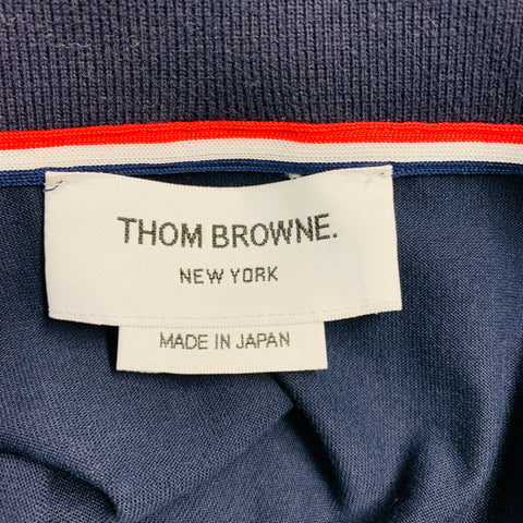 THOM BROWNE Size XL Navy Cotton Long placket Polo