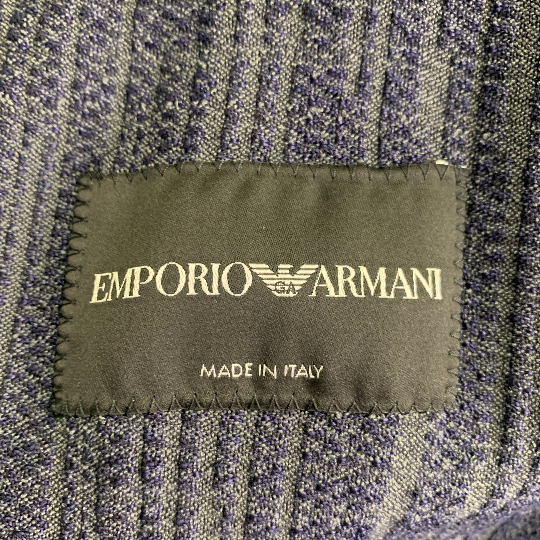 EMPORIO ARMANI Size 38 Black Navy Stripe Polyamide Blend Jacket