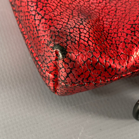 Portefeuille COACH zippé rouge et noir avec dragonne