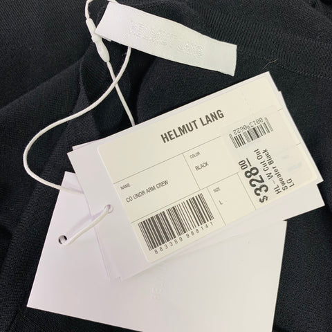 HELMUT LANG Size L Black Cut Out Crew Neck Pullover