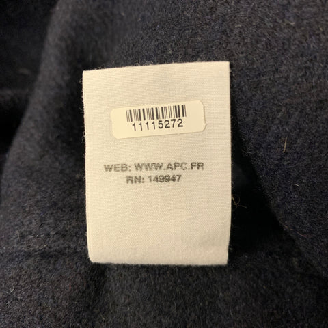 APC Size S Blue Grey Plaid Wool Blend Button Up Jacket