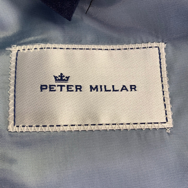 PETER MILLAR Size 46 Blue Wool Silk Linen Single Breasted Notch Lapel Sport Coat