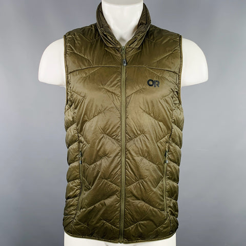 OUTDOOR RESEARCH Size S Superstrand LT Green Olive Logo Nylon Zip Up Vest