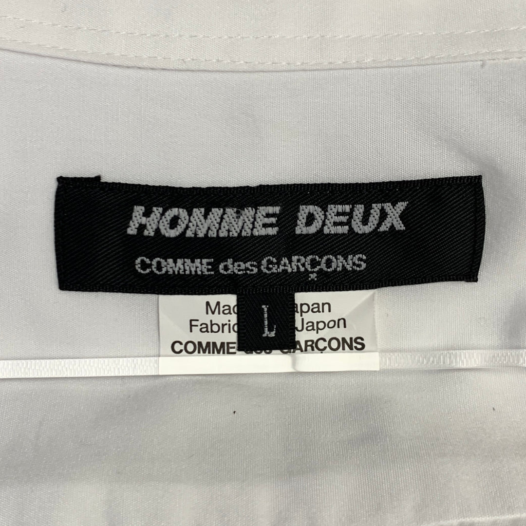 COMME des GARCONS Size L White Cotton Zip Up Long Sleeve Shirt