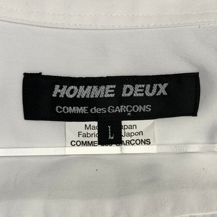 COMME des GARCONS Size L White Cotton Zip Up Long Sleeve Shirt