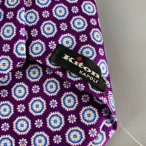 KITON Purple Blue Abstract Floral Tie