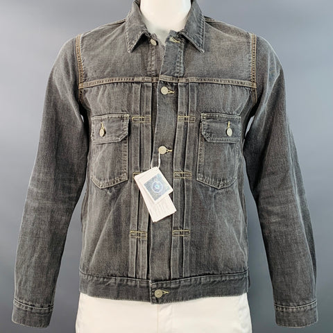 VISVIM Size L DMGD Black Wash Selvedge Denim Trucker Jacket
