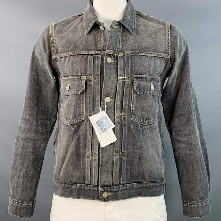 VISVIM Size L DMGD Black Wash Selvedge Denim Trucker Jacket