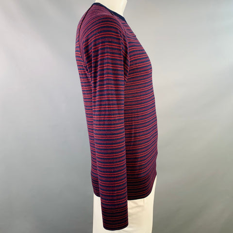 PS by PAUL SMITH Size L Navy Red Stripe Merino Wool Crew Neck Pullover