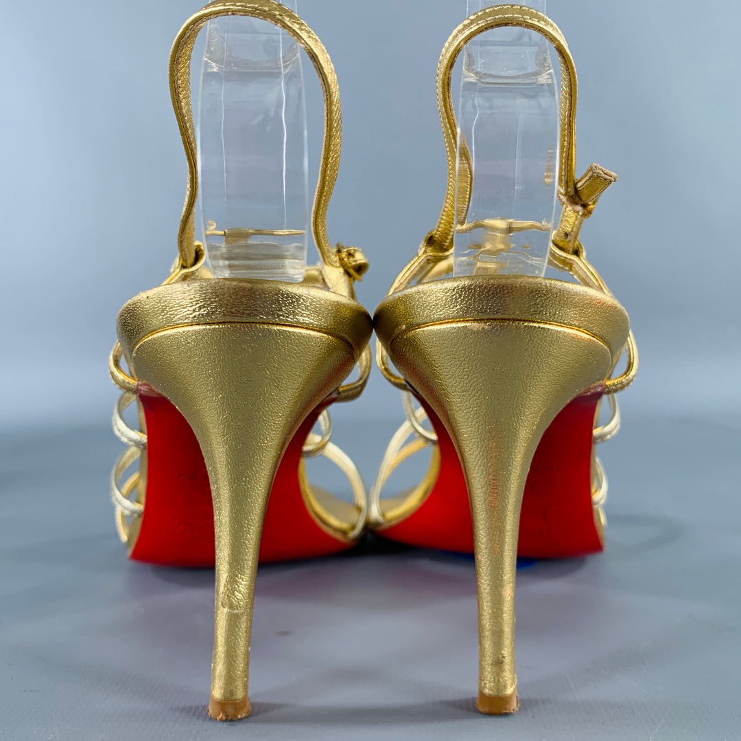 CHRISTIAN LOUBOUTIN Size 6 Gold Leather Strappy Sandals