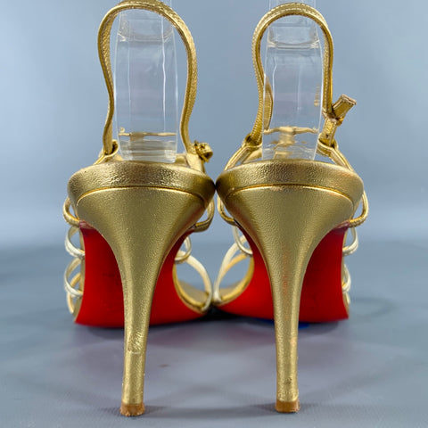 CHRISTIAN LOUBOUTIN Size 6 Gold Leather Strappy Sandals