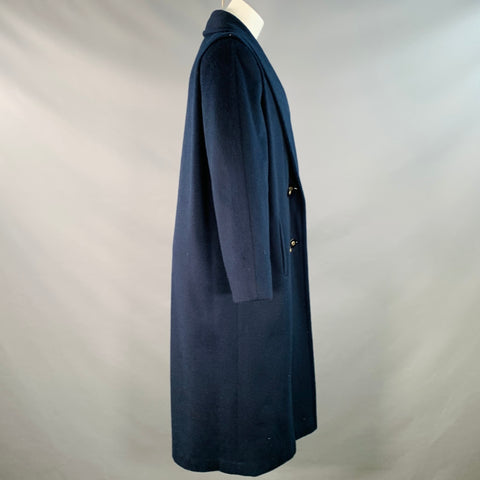 JOFELD Vintage Size 6 Navy Wool Blend Shawl Collar Double Breasted Coat