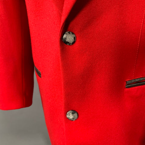 CLAUDE MONTANA Size 40 Red Black Virgin Wool Peak Lapel Sport Coat