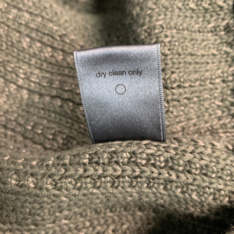 JOHN VARVATOS Size L Green Knit Cotton Silk V-Neck Sweater