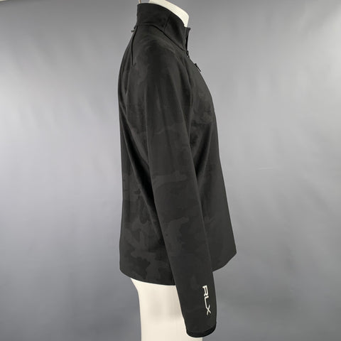 RLX by RALPH LAUREN Size M Black Camouflage Stretchy Half Zip Jacket