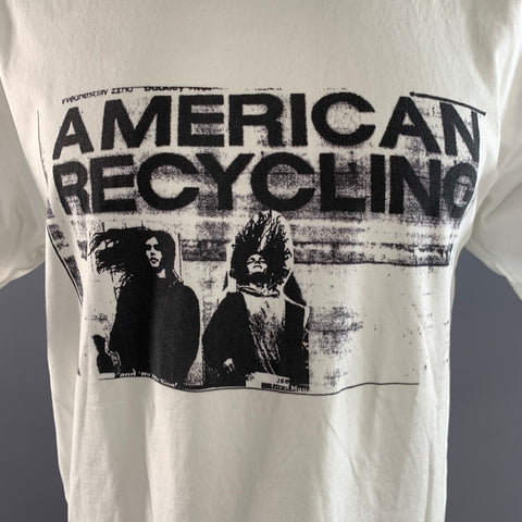 RAF SIMONS Size M White Black Graphic Cotton Crew Neck T shirt