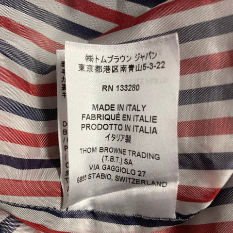 THOM BROWNE Size 0 Navy White Wool Cashmere Pinstripe Cuffed Mini Skirt