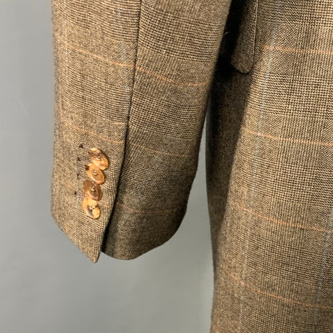 ERMENEGILDO ZEGNA Size 44 Brown Red Blue Plaid Wool Sport Coat