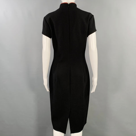 ALEXANDER MCQUEEN Size 8 Black Red Acetate Silk Contrast Trim Qipao Dress