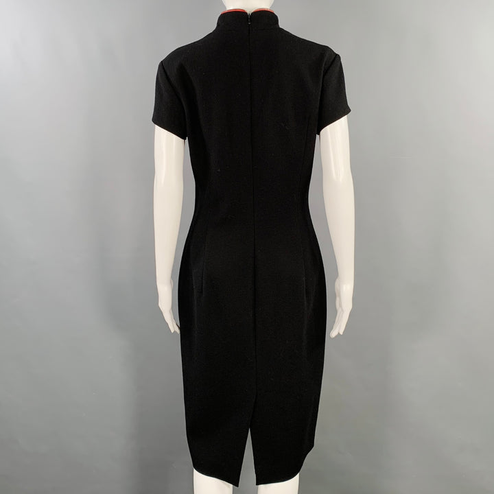 ALEXANDER MCQUEEN Size 8 Black Red Acetate Silk Contrast Trim Qipao Dress