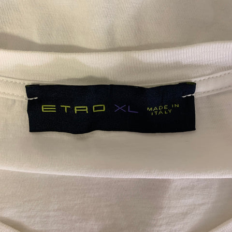 ETRO Size XL White Graphic Cotton Short Sleeve Shirt