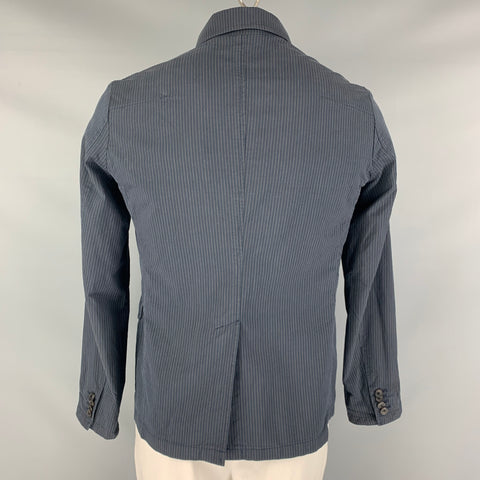 TS (S) Size L Navy Tan Pinstripe Cotton Silk Jacket