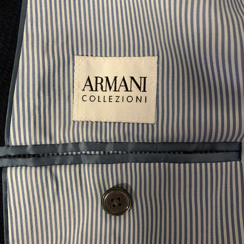 ARMANI COLLEZIONI Size 44 Navy Seersucker Polyester Sport Coat