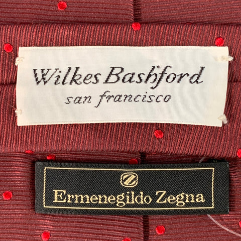 Cravate en Soie à Pois Rouge Bordeaux ERMENEGILDO ZEGNA