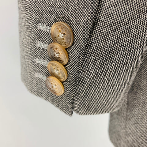 GUCCI Size 44 Black Grey Nailhead Wool Mohair Single Breasted Sport Coat